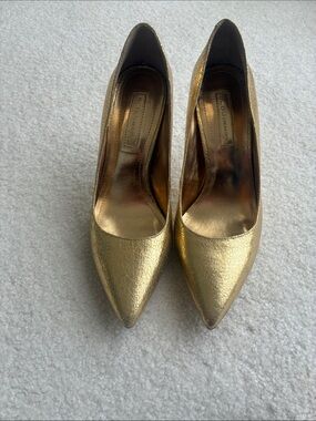 BCBGeneration Metallic Gold Pointed Pumps